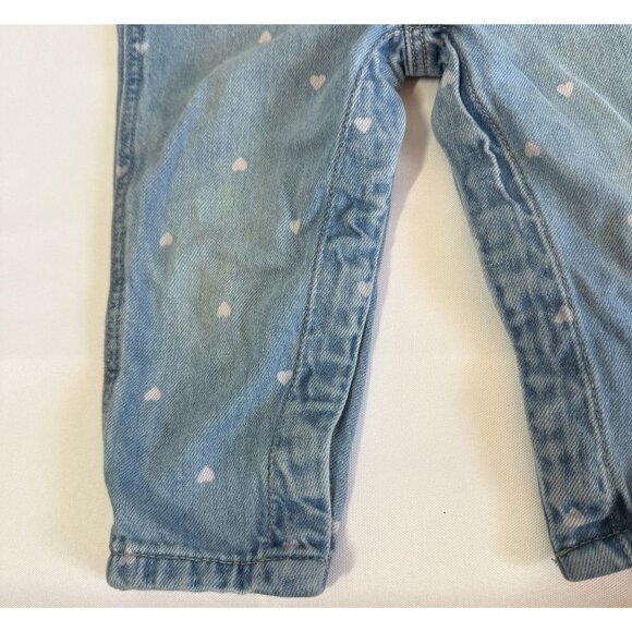 Oshkosh B'Gosh Girls 12 Months Bib Overalls Hearts Adjustable Crotch Snaps - Picture 9 of 11